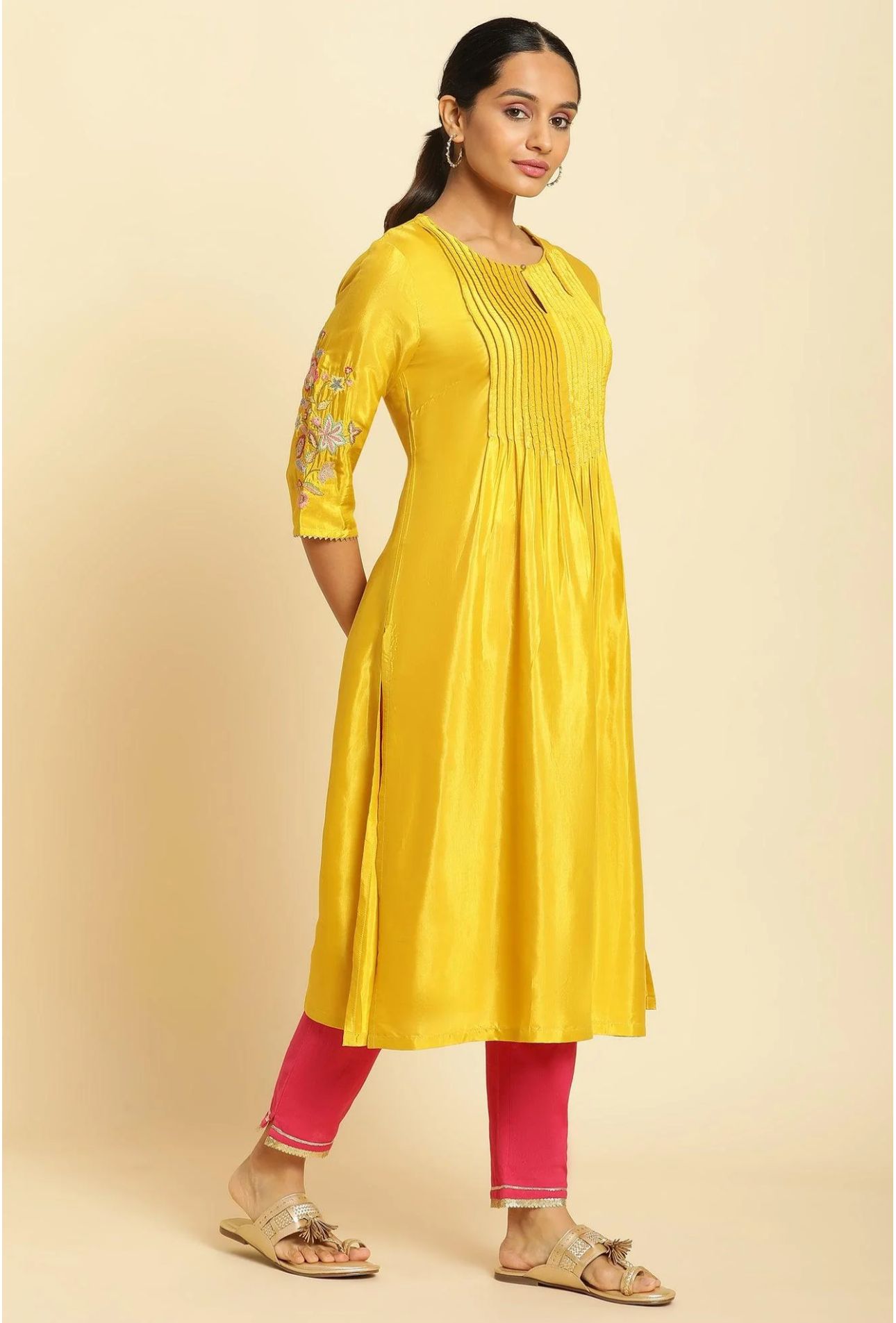 Marigold Yellow Embroidered Kurta in Berlin