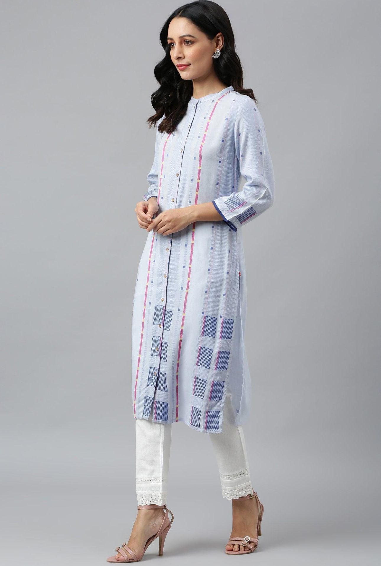 Light Blue Shirt kurta With Front Placket in Germany