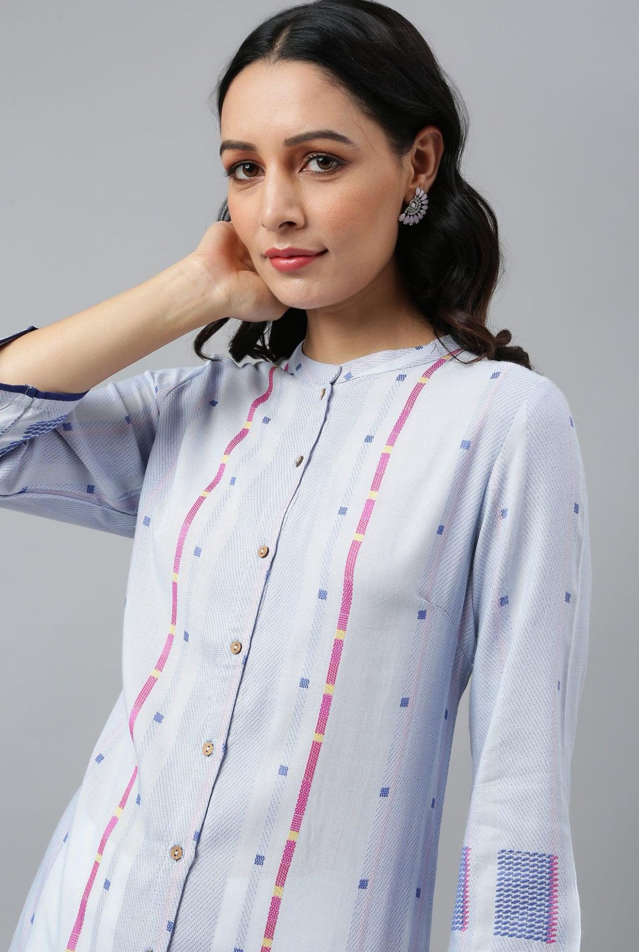 Light Blue Shirt kurta With Front Placket in Germany