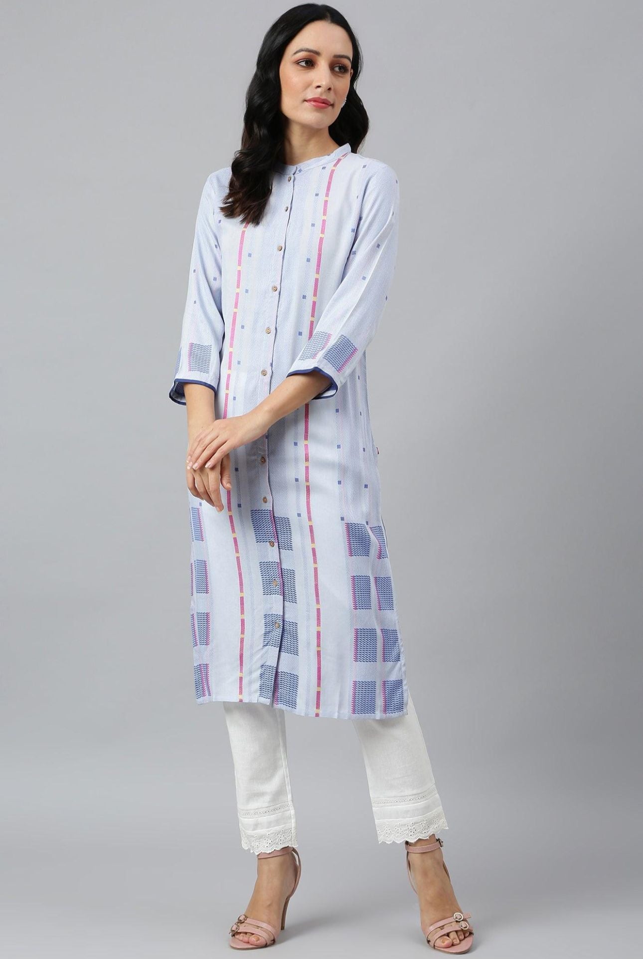 Light Blue Shirt kurta With Front Placket in Germany