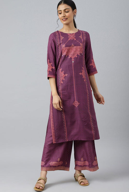 Purple Rayon kurta With Coins And Sequins Embellishment in Germany