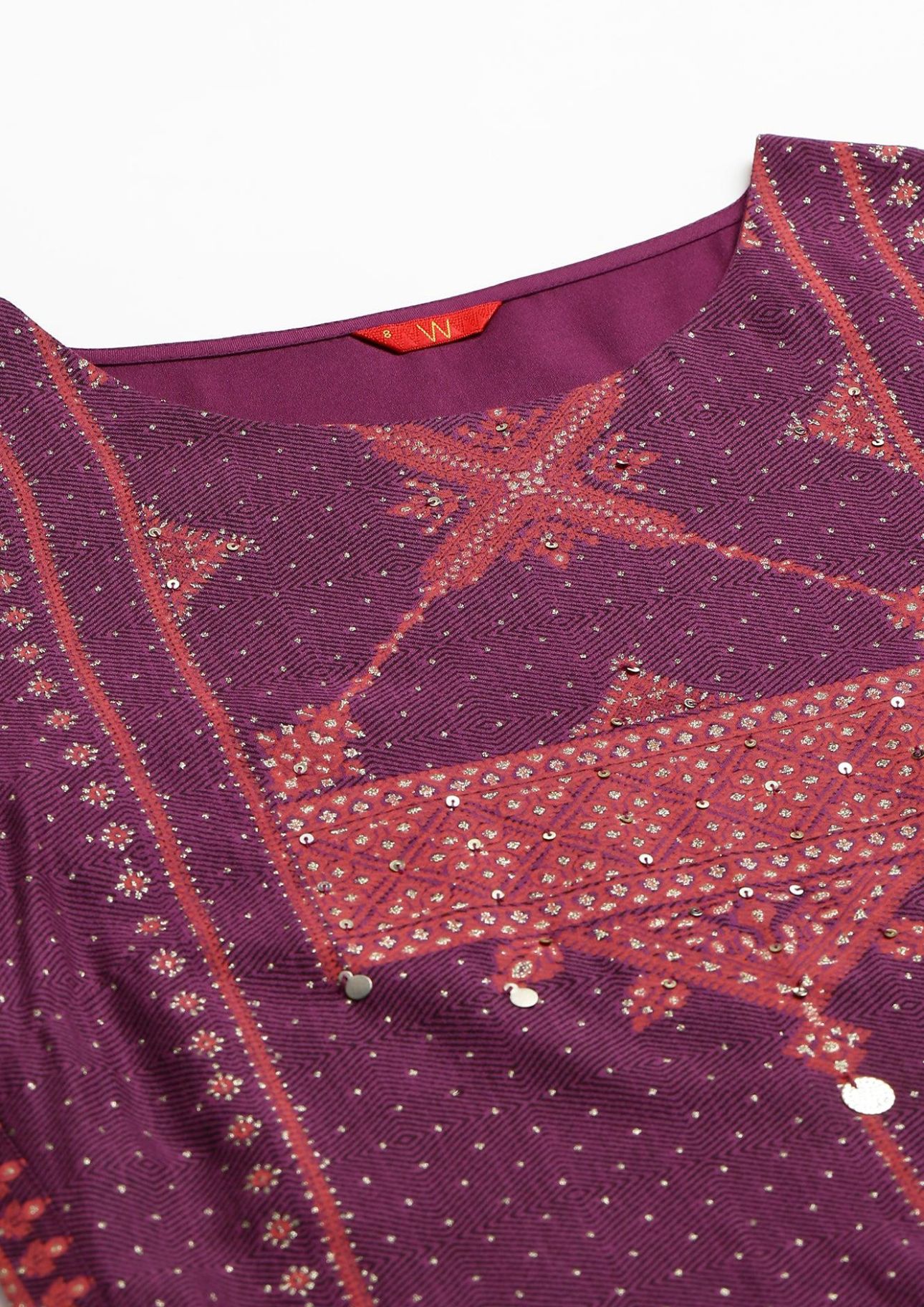 Purple Rayon kurta With Coins And Sequins Embellishment in Germany