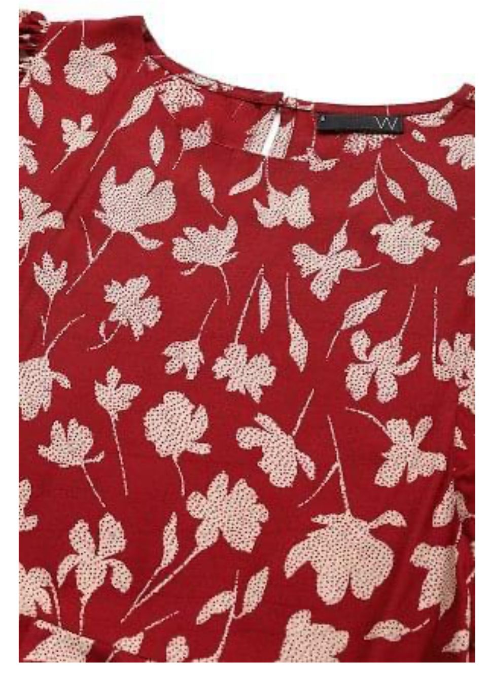 Deep Red Floral Printed Peplum Top in Berlin