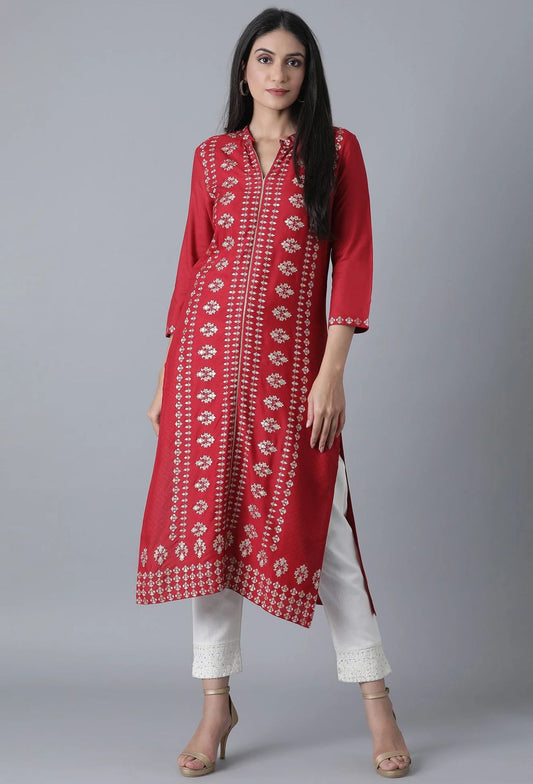 Maroon Printed Rayon kurta in Berlin