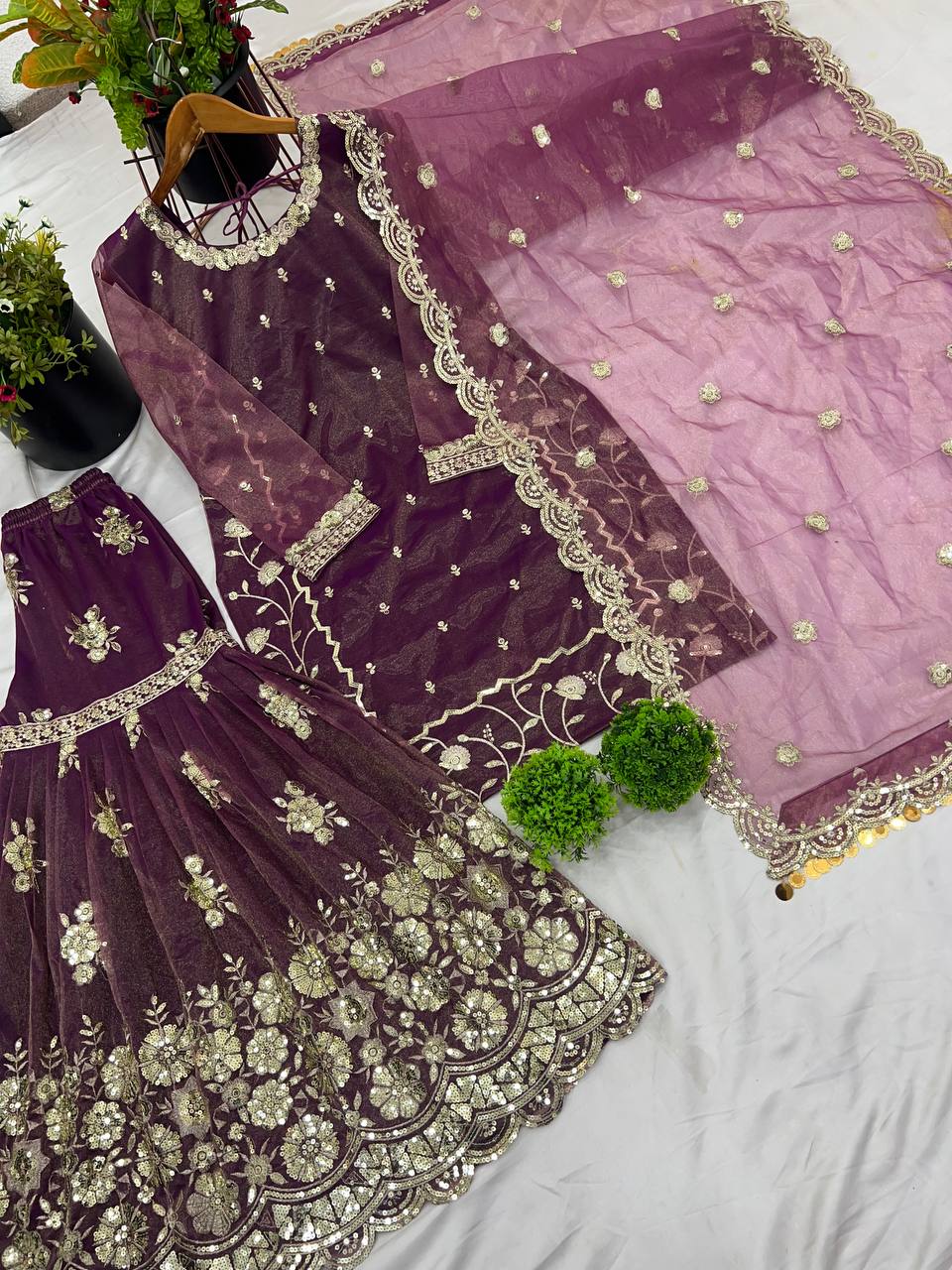 Twill Net With Heavy Embroidery Sequence Work in Germany