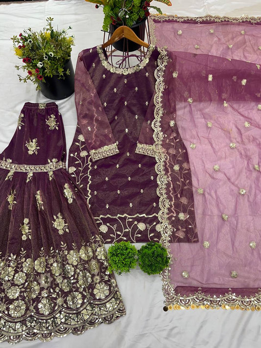 Twill Net With Heavy Embroidery Sequence Work embroidery and fabric detail - Neha Couture Indian Fashion
