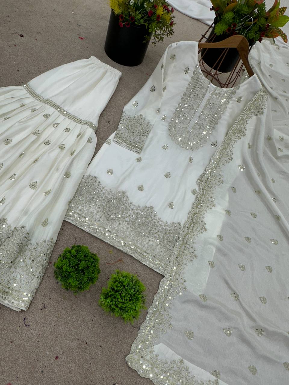 Heavy Embroidery Sequence Work Top-Plazo And Dupatta Set in Germany