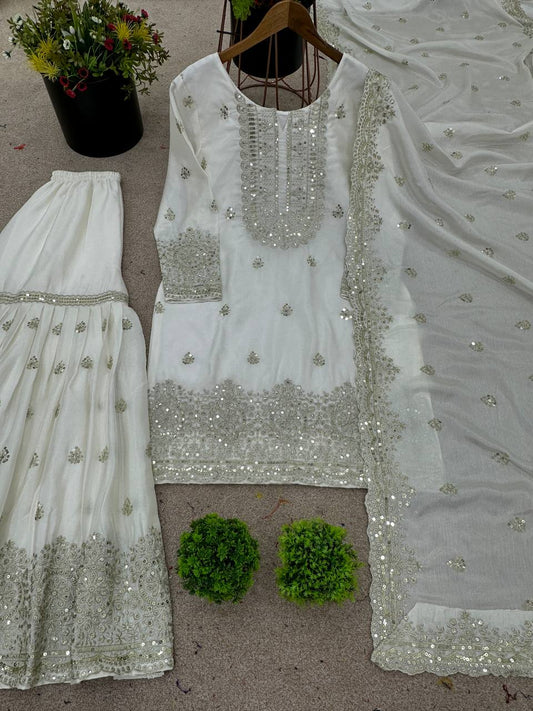 Heavy Embroidery Sequence Work Top-Plazo And Dupatta Set in Germany