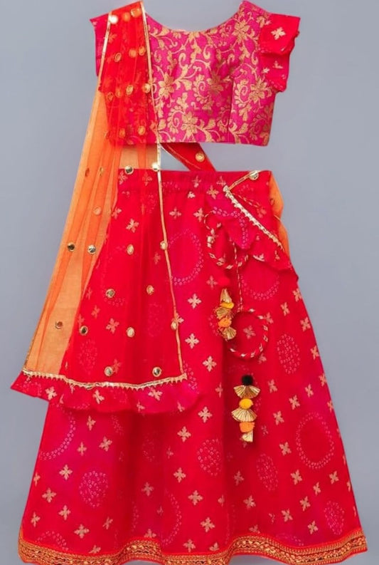 Girls Stylish Pink & orange Ready to Wear Lehenga & Blouse With Dupatta in Berlin