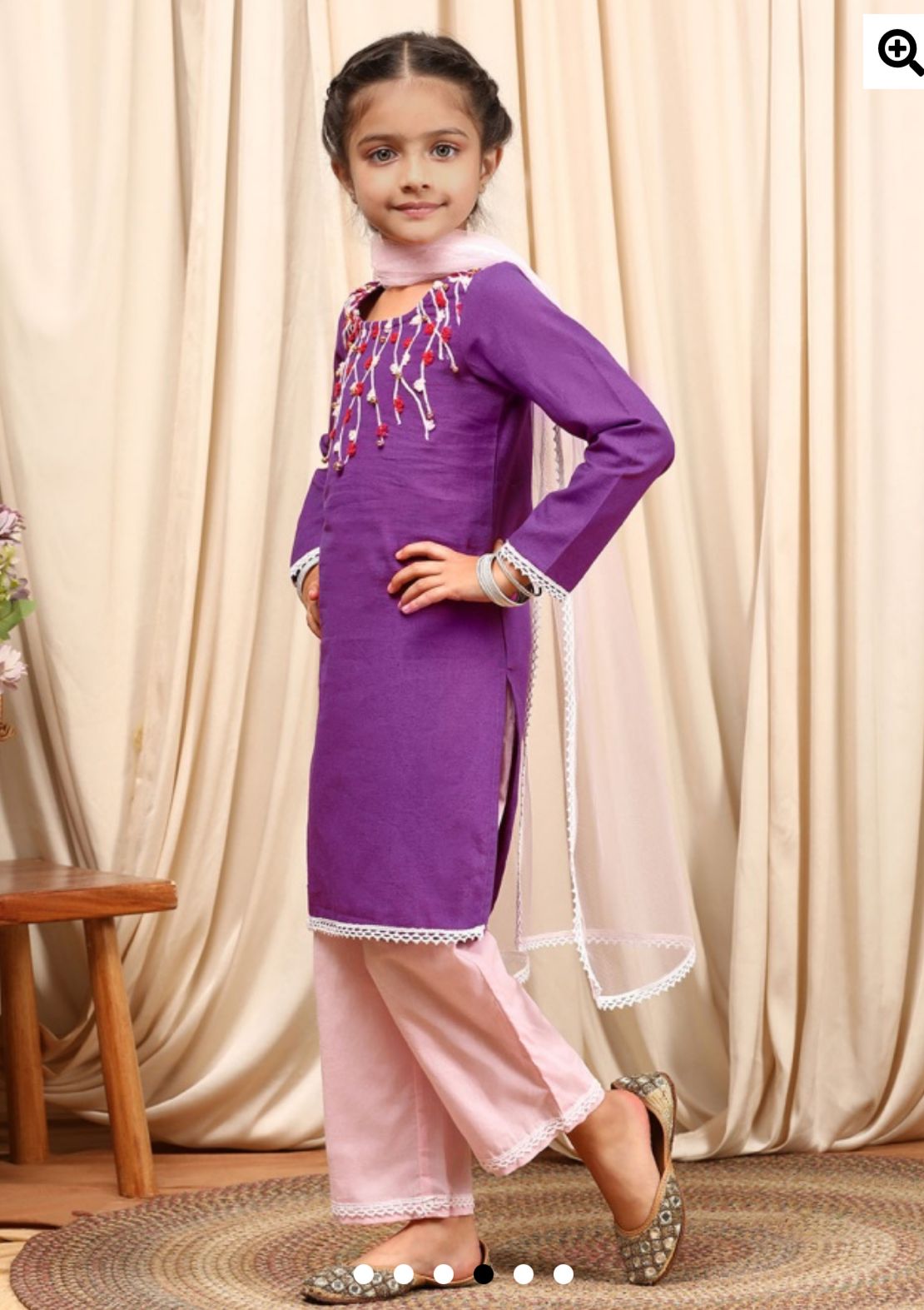 Cotton Full Sleeveless Floral Embroidered Kurta With Palazzo & Dupatta in Germany