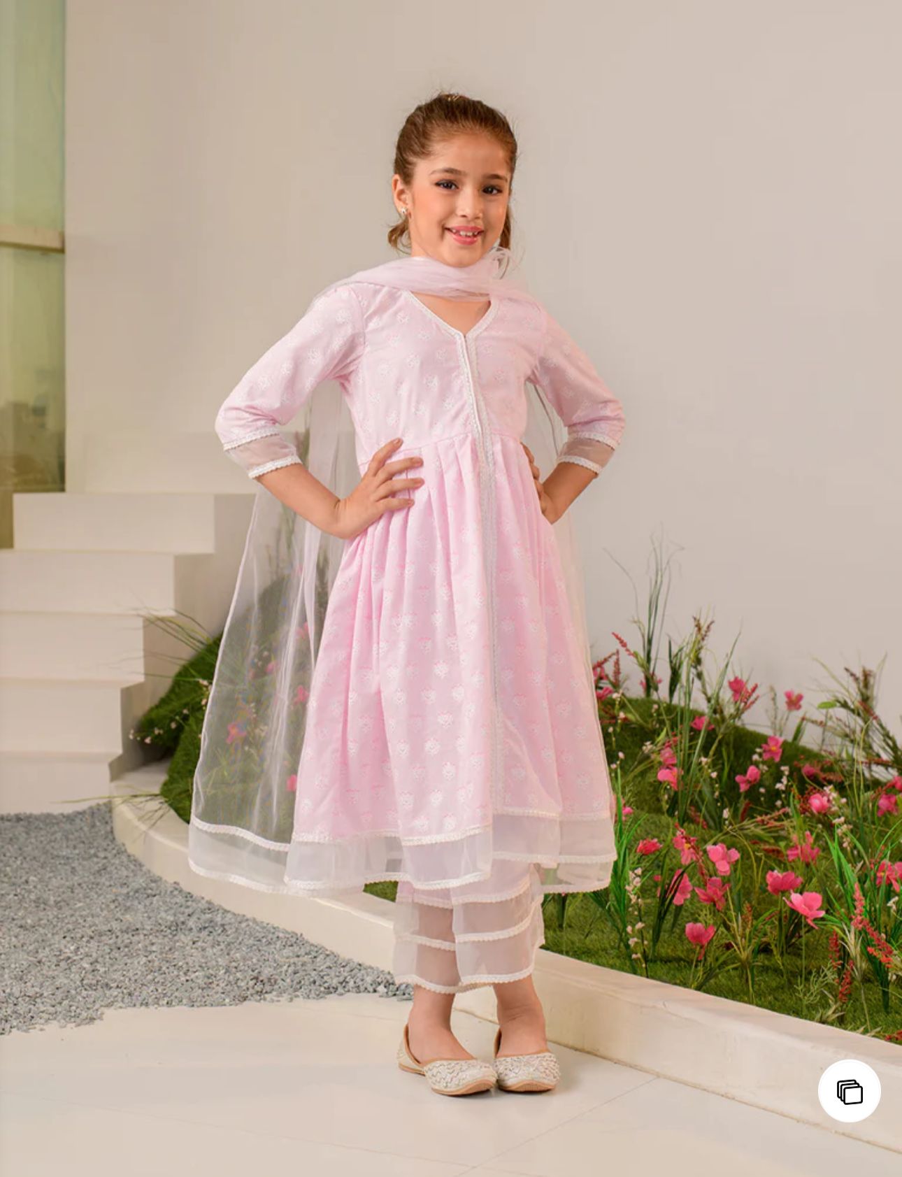 Pink printed Kurta with Palazzos with dupatta in Germany