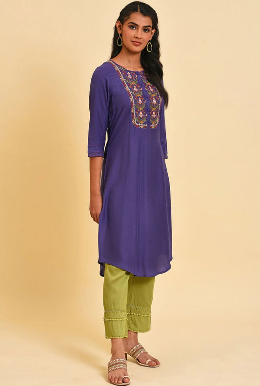 Purple Embroidered kurta Set in Germany