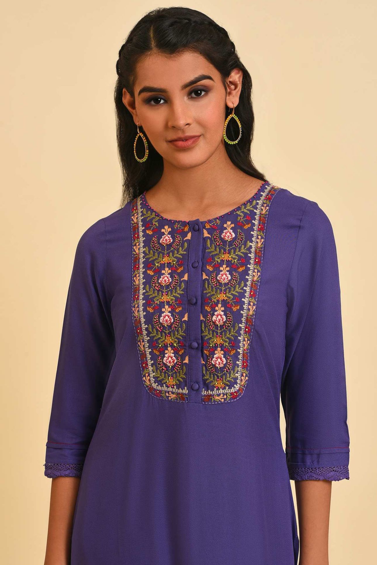 Purple Embroidered kurta Set in Germany
