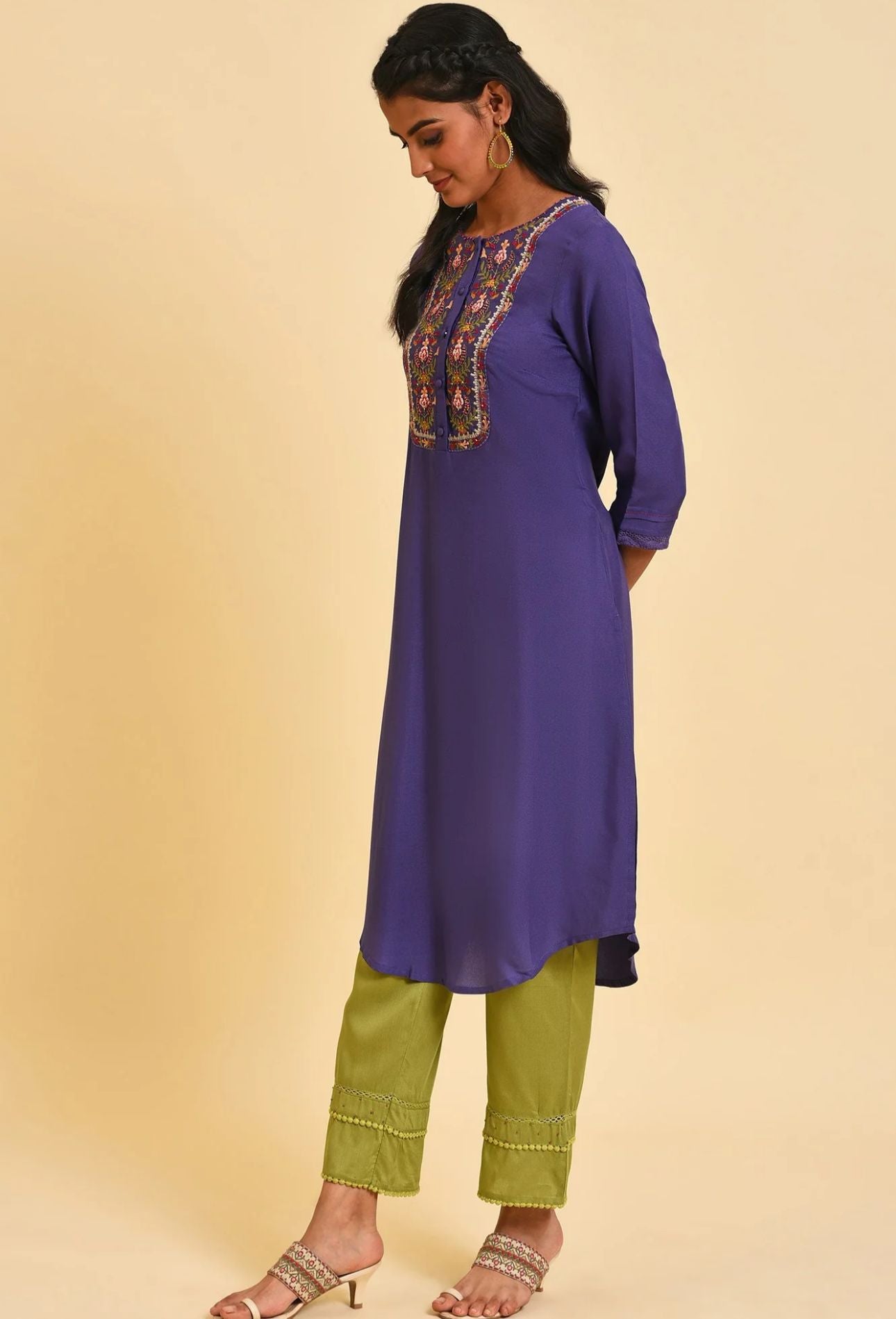 Purple Embroidered kurta Set in Germany