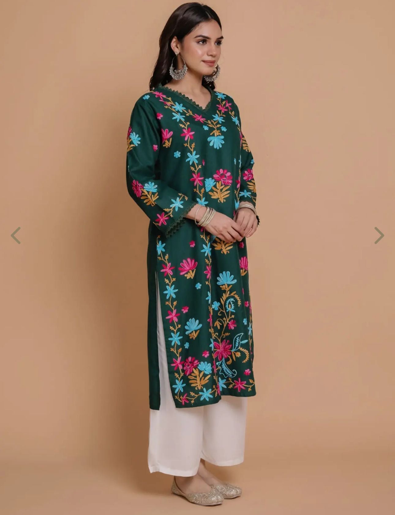 Floral Embroidered Pastels Cotton Straight Kurta in Munich