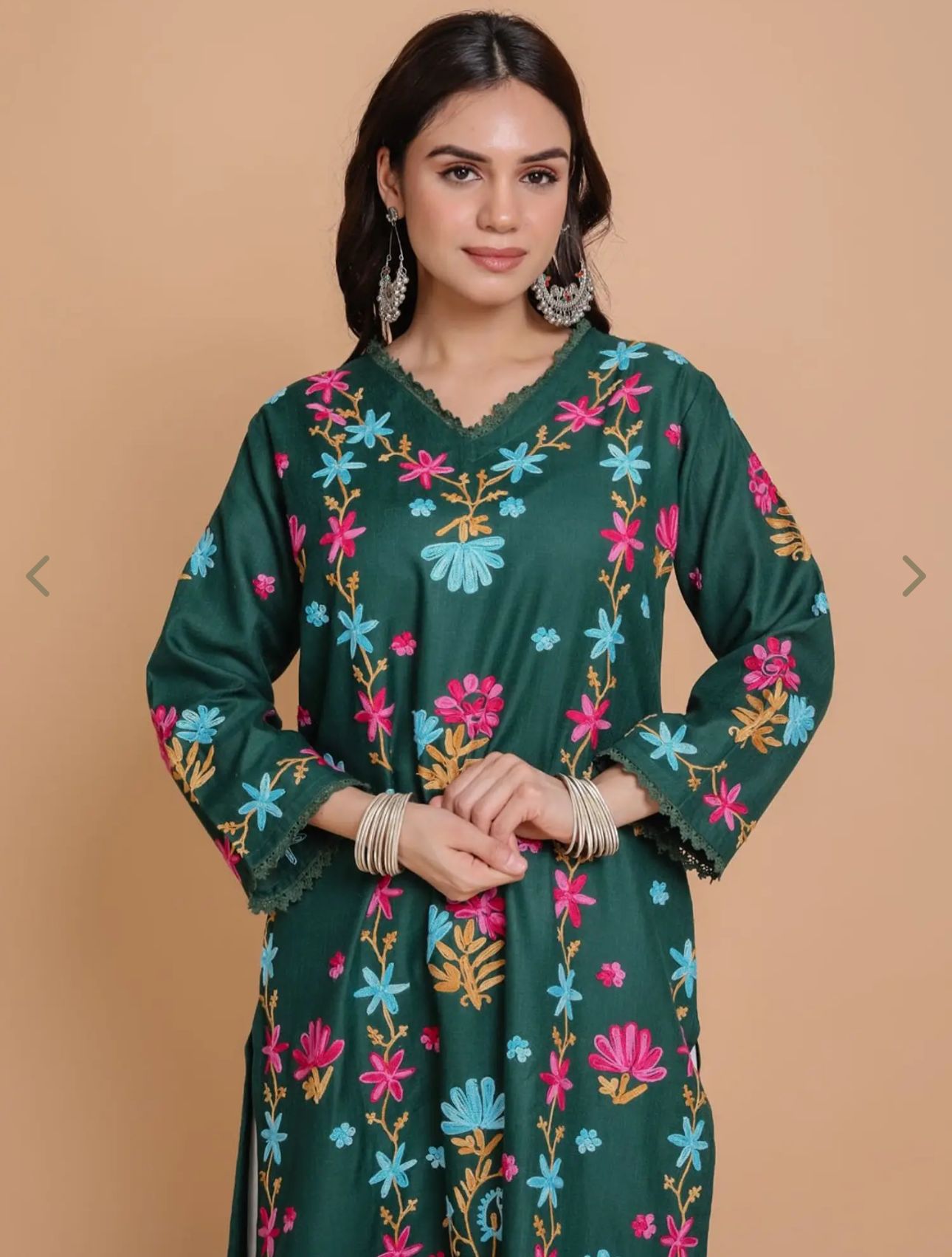 Floral Embroidered Pastels Cotton Straight Kurta in Munich