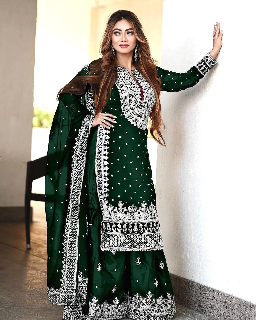 Beautiful Heavy Faux Georgette With Heavy Embroidery Sequence Work Suit in Berlin