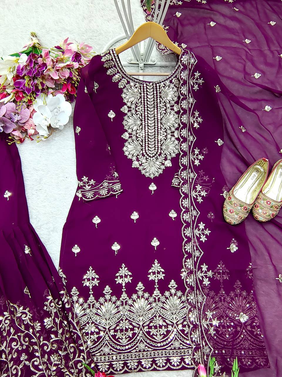 New Fox Georgette Top-Sarara and Dupatta Set Fully Stitched in Germany