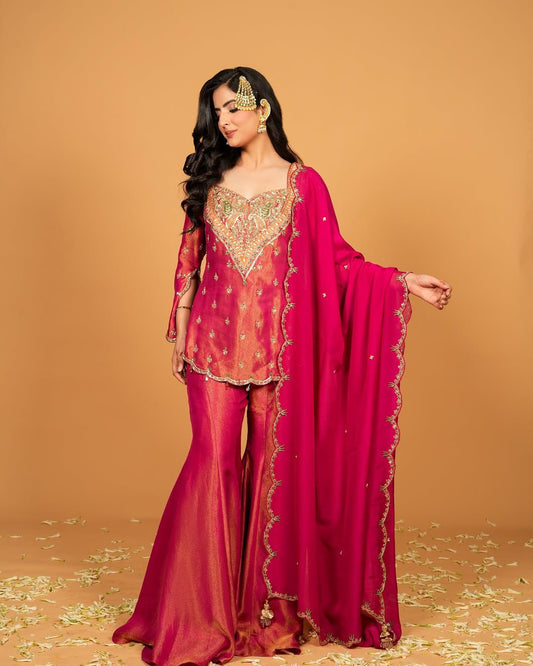 Beautiful heavy simar silk With Embroidery Work Suit in Berlin