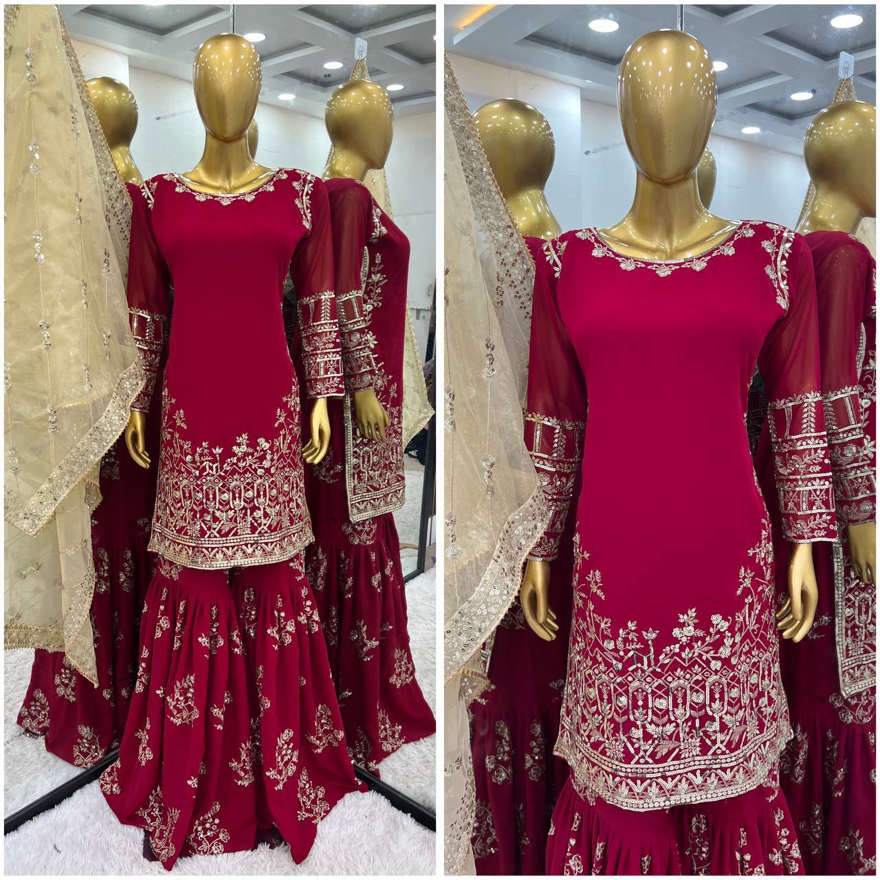 Heavy Faux Georgette With Embroidery Sequence Work Suits in Munich