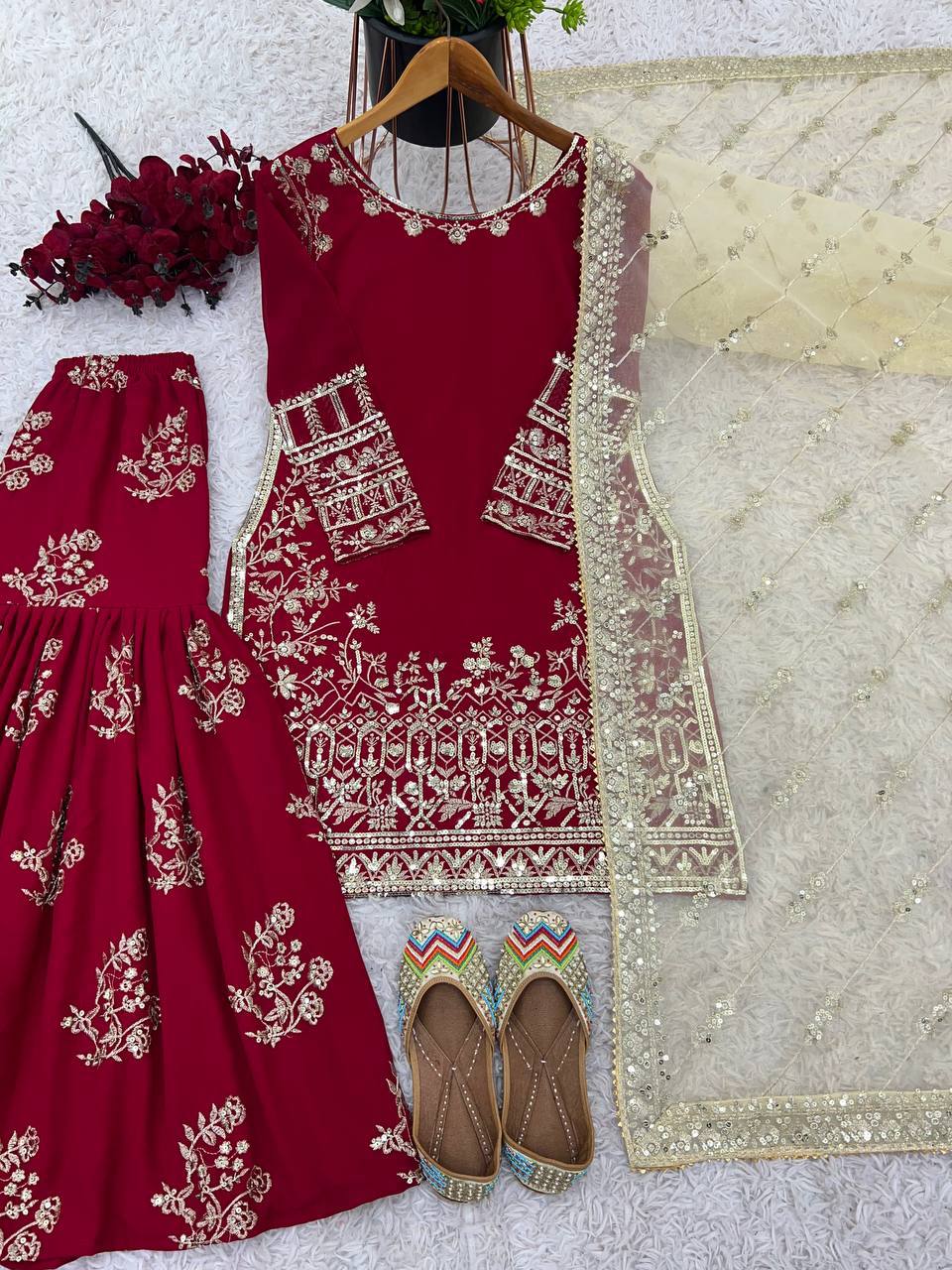Heavy Faux Georgette With Embroidery Sequence Work Suits in Munich