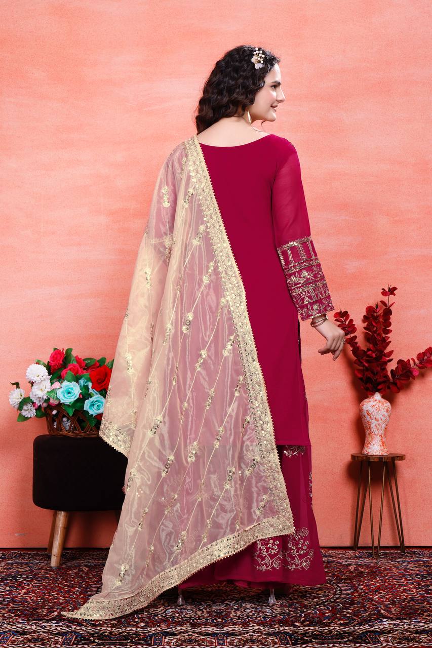 Heavy Faux Georgette With Embroidery Sequence Work Suits in Munich