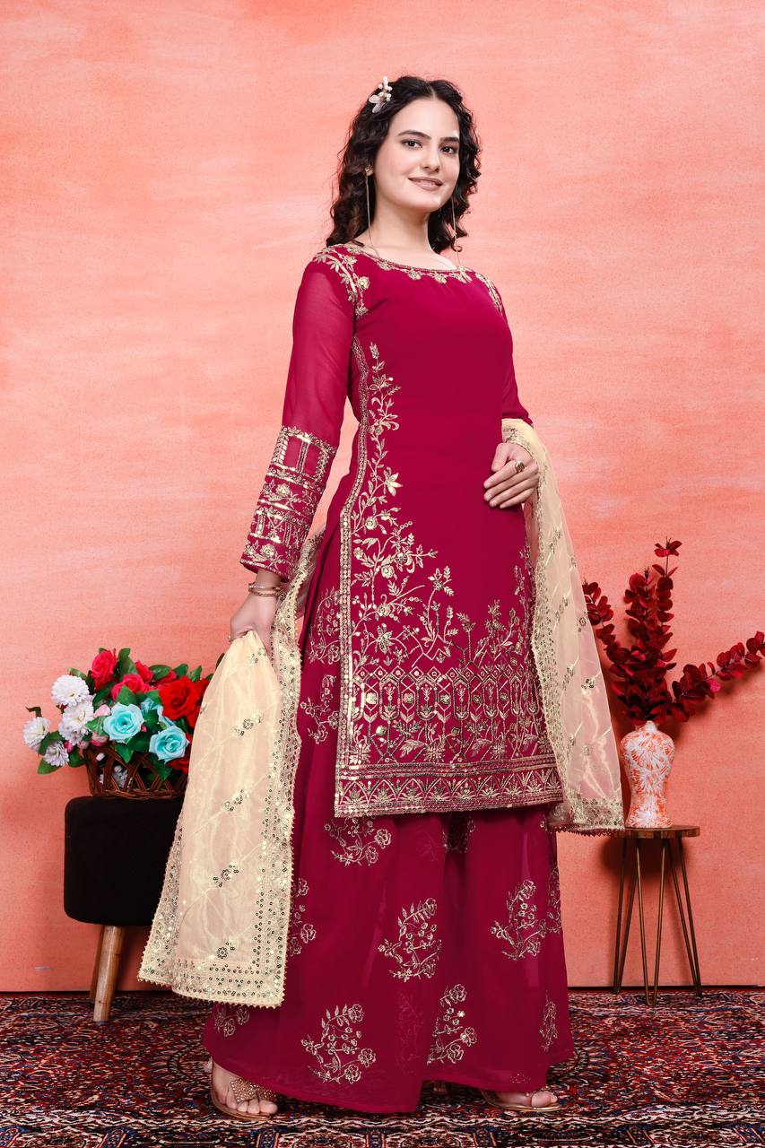 Heavy Faux Georgette With Embroidery Sequence Work Suits in Munich