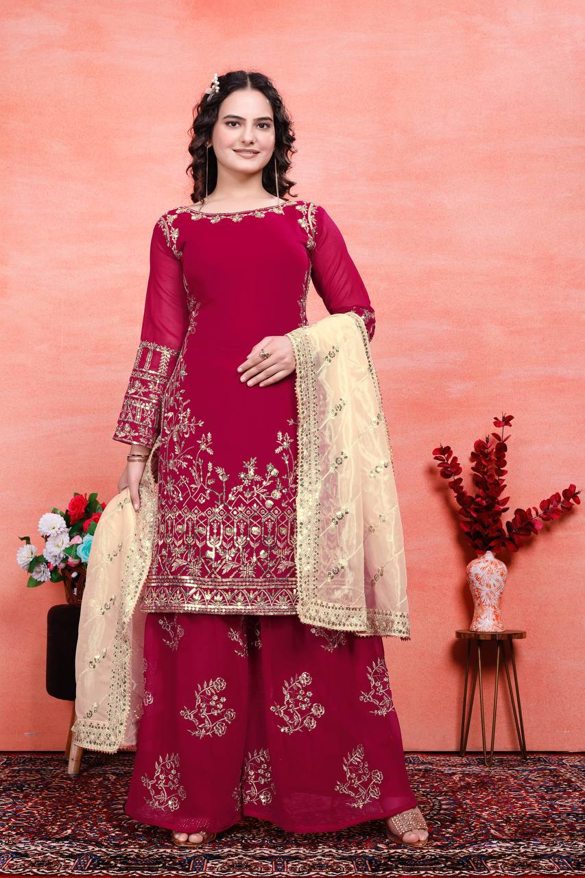 Heavy Faux Georgette With Embroidery Sequence Work Suits in Munich