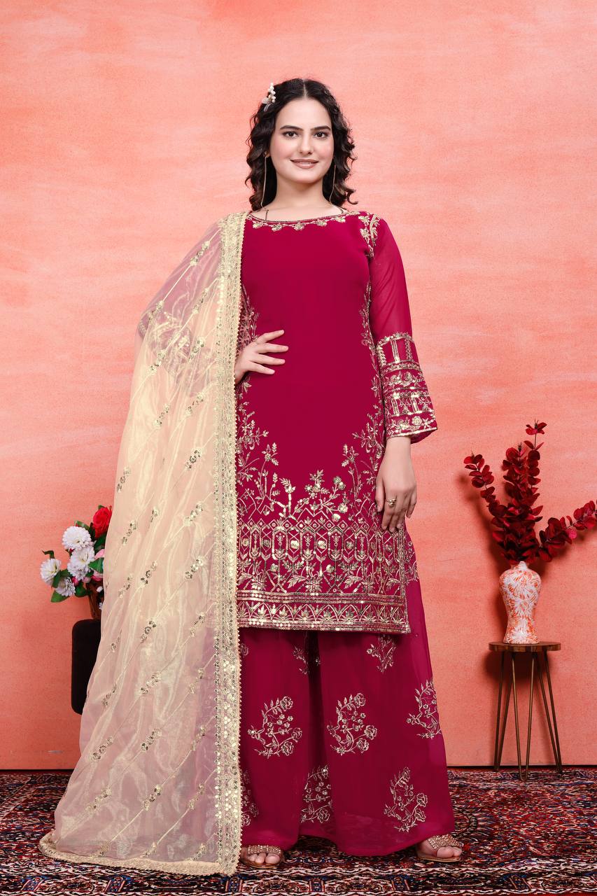 Heavy Faux Georgette With Embroidery Sequence Work Suits in Munich