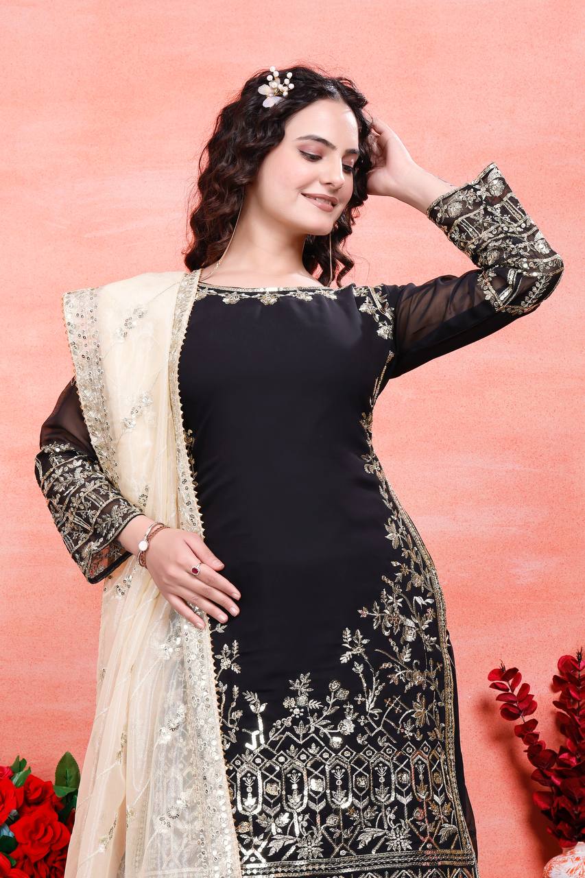Heavy Faux Georgette With Embroidery Sequence Work Suits in Munich