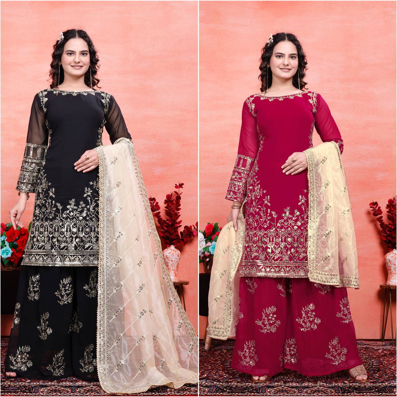 Heavy Faux Georgette With Embroidery Sequence Work Suits in Munich