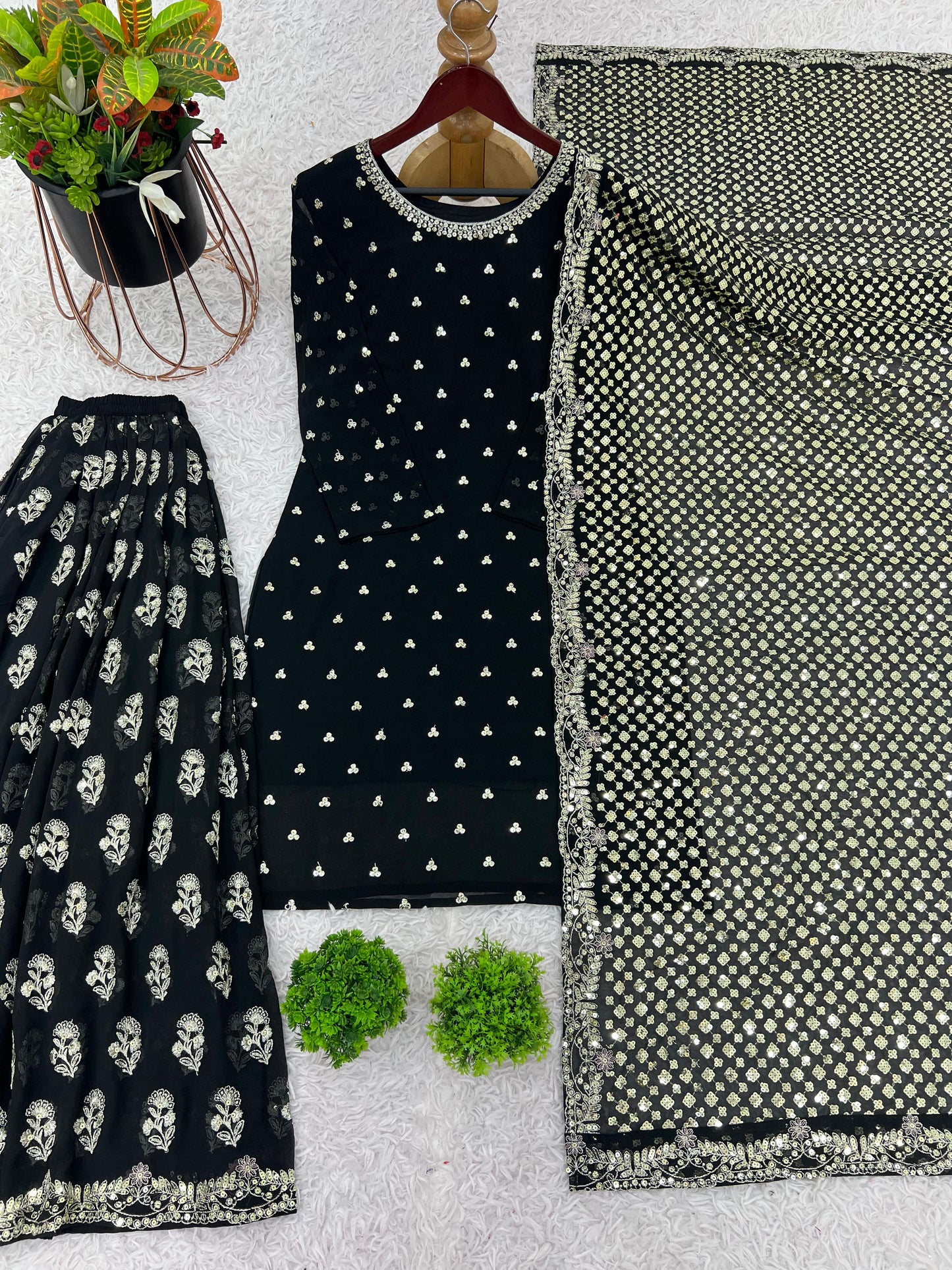 Heavy Faux Georgette With Embroidery Sequence Work With Full Sleeve suit in Berlin
