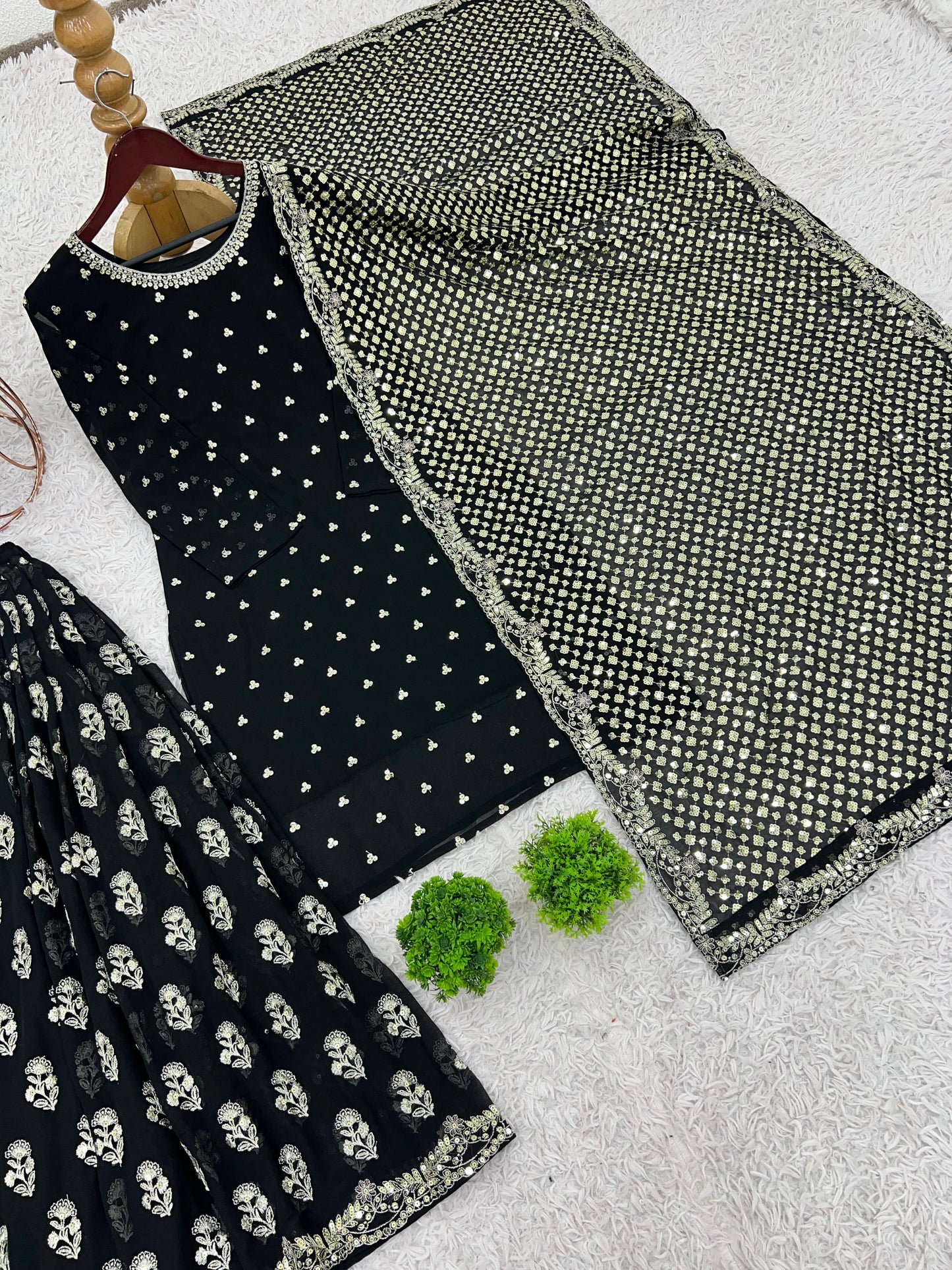 Heavy Faux Georgette With Embroidery Sequence Work With Full Sleeve suit in Berlin