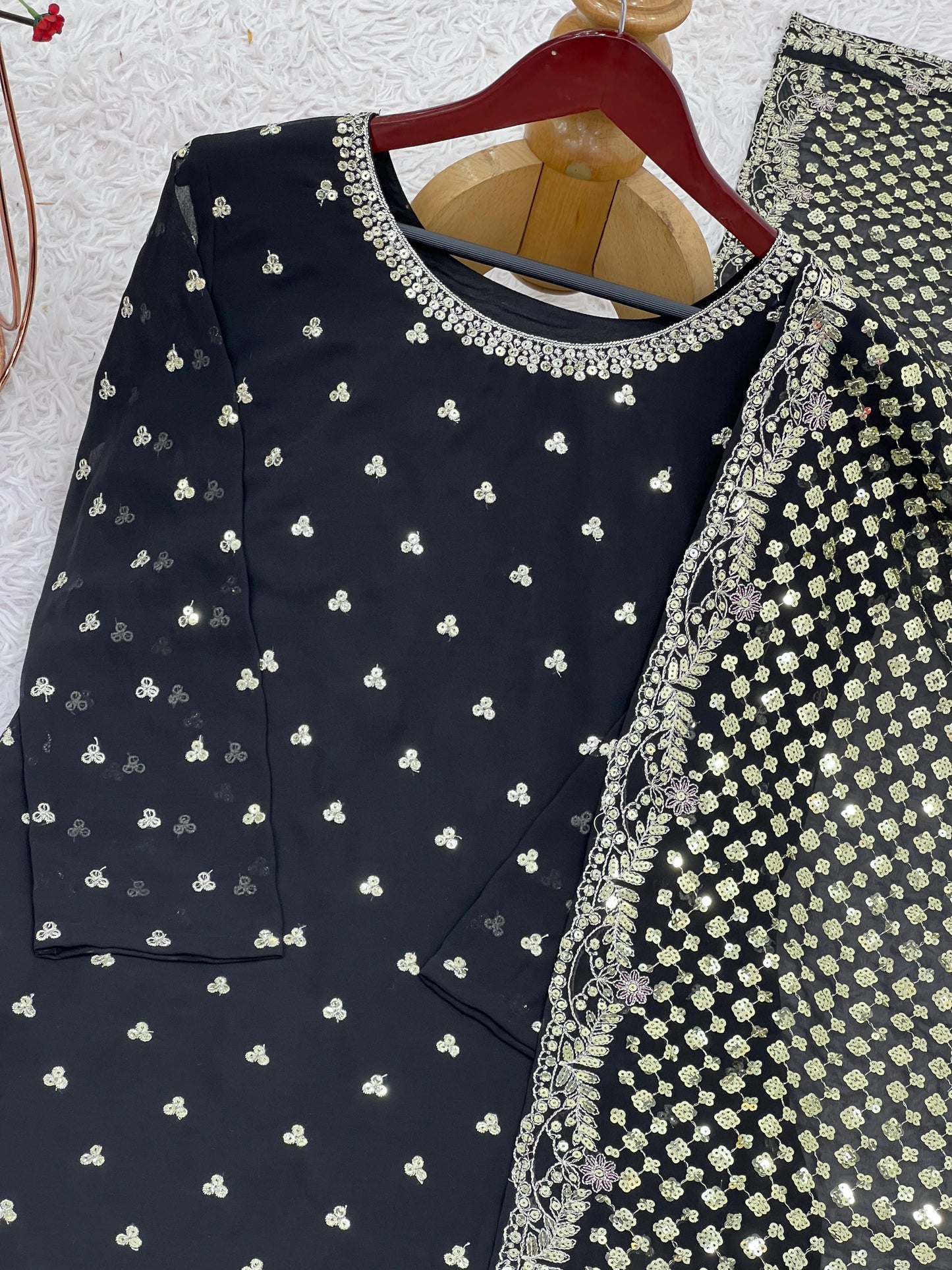 Heavy Faux Georgette With Embroidery Sequence Work With Full Sleeve suit in Berlin