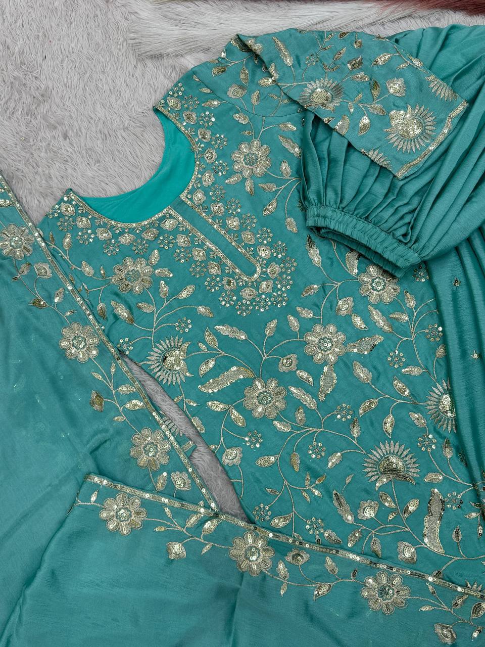 Fancy Heavy Embroidery And Sequence Work Suit in Munich