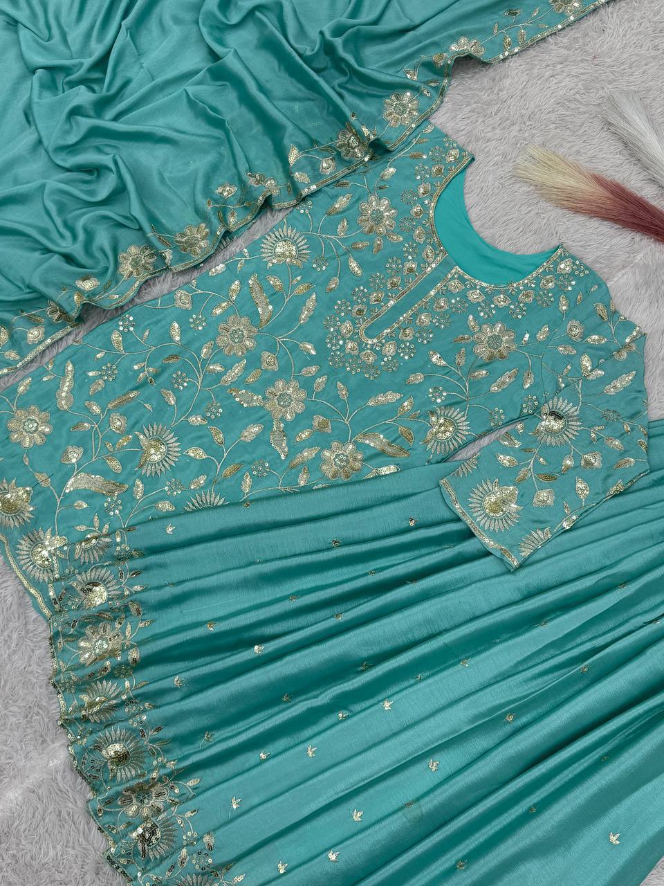 Fancy Heavy Embroidery And Sequence Work Suit in Munich