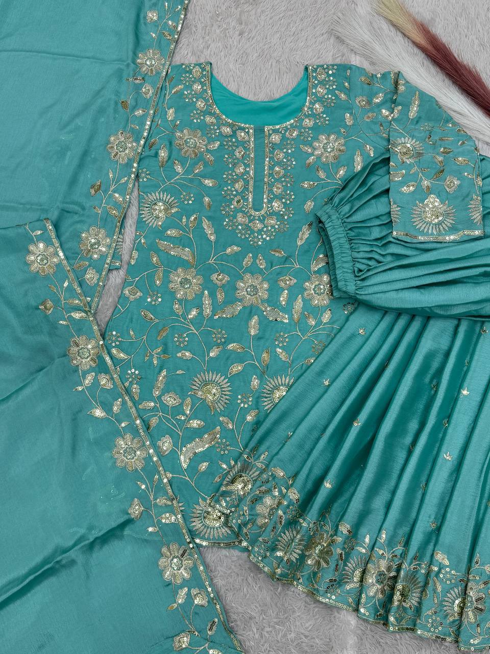 Fancy Heavy Embroidery And Sequence Work Suit in Munich
