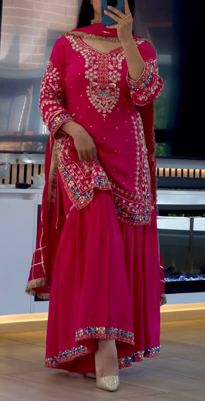Beautiful Pink Suit Heavy Chinon work in Germany