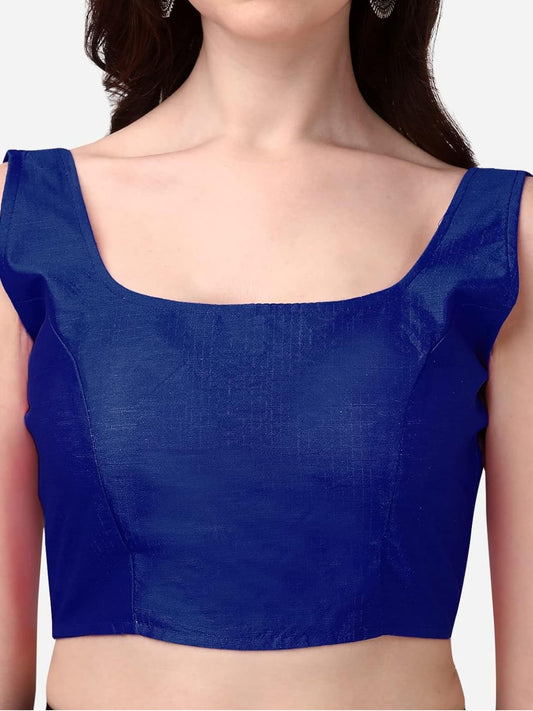 Women's Readymade Art Silk Sleeveless Saree Blouse embroidery and fabric detail - Neha Couture Indian Fashion