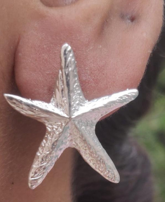 Contemporary Brass Handmade Silver Plated Mother of Pearl Star Earring in  Munich