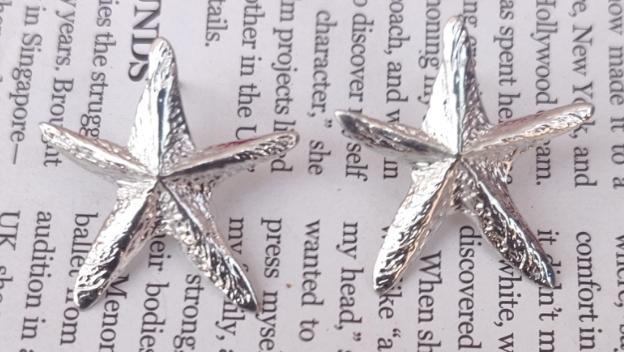 Contemporary Brass Handmade Silver Plated Mother of Pearl Star Earring in  Munich