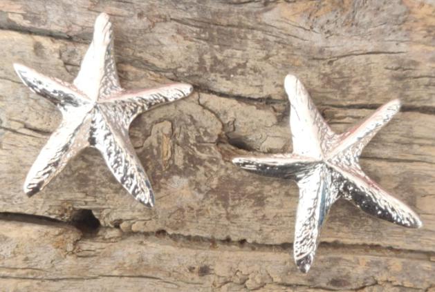 Contemporary Brass Handmade Silver Plated Mother of Pearl Star Earring in  Munich