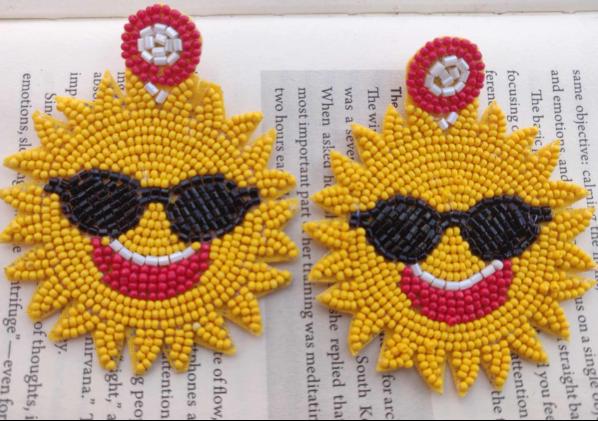 Premium Quality Handmade light weight Sun Design Embroidery earring for women and girls in Germany
