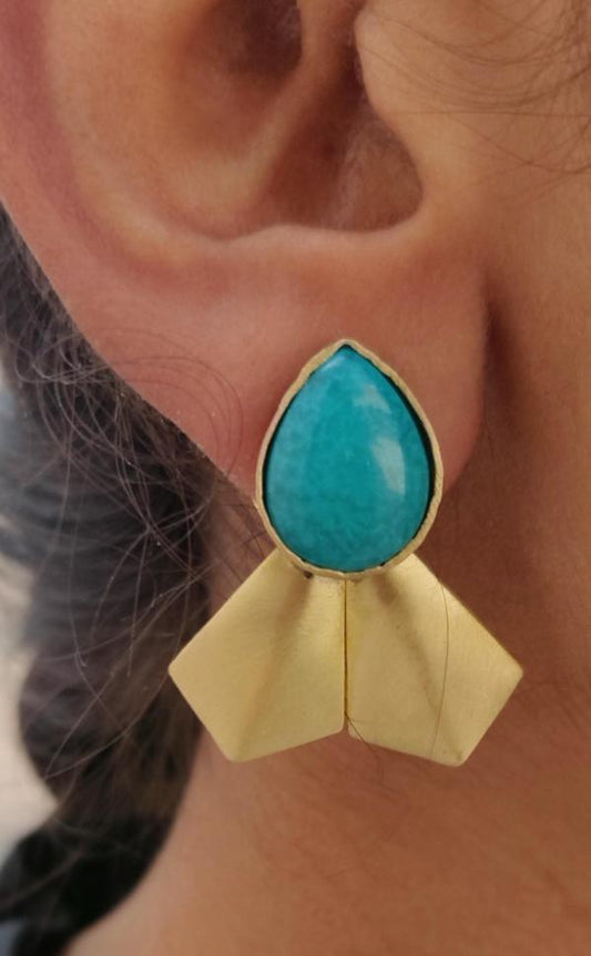 Contemporary Brass Handmade Resin Stone Light weight Designer Earring for Women and Girls in Germany