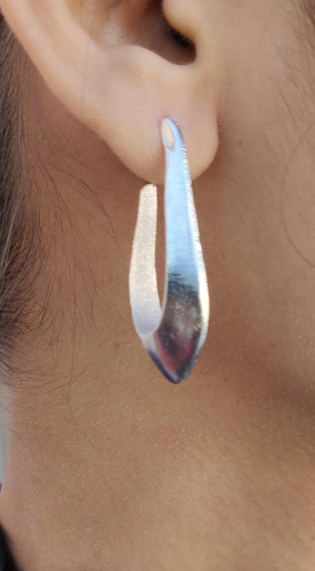Contemporary Brass Handmade Silver Tone Bold Fluid Shape Earrings in Berlin