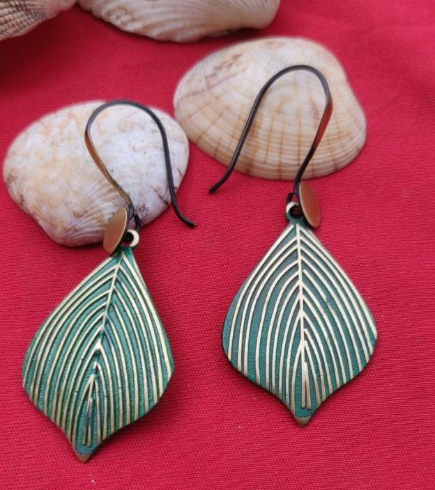 Handcrafted Boho Green Leaf Earrings in Germany