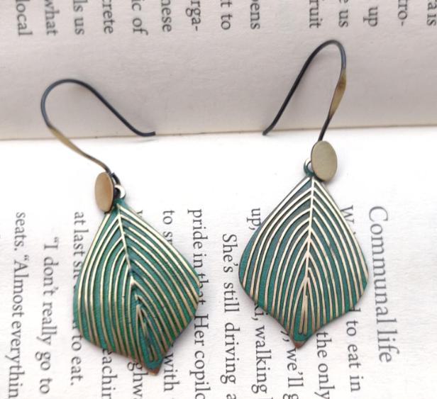 Handcrafted Boho Green Leaf Earrings in Germany