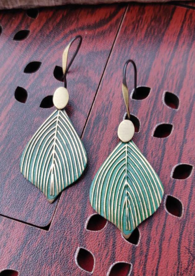 Handcrafted Boho Green Leaf Earrings in Germany