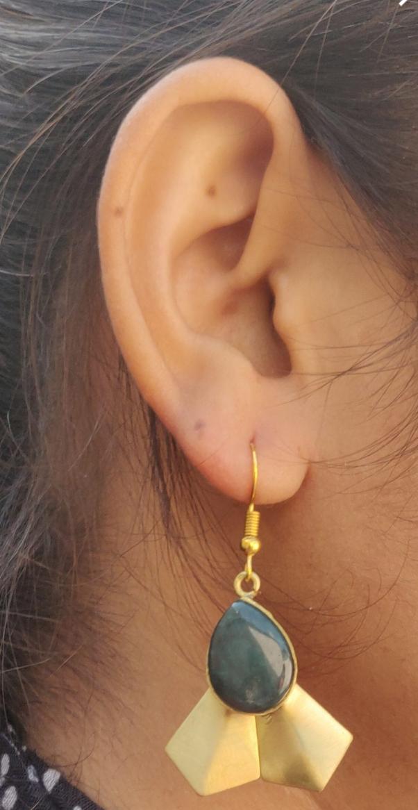 Handmade Brass with Resin stone Hook Earring in Germany