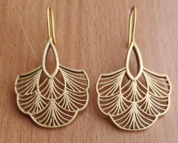 Boho Chic Layered Flower Brass Earrings with Intricate Detailing in Germany